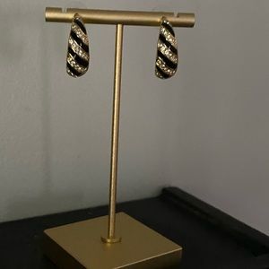 VTG Rhinestone and Enamel J-Hoop style earrings